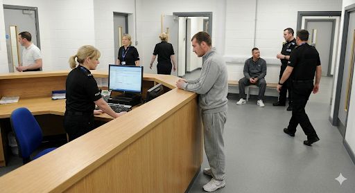 The booking-in desk of a police custody suite