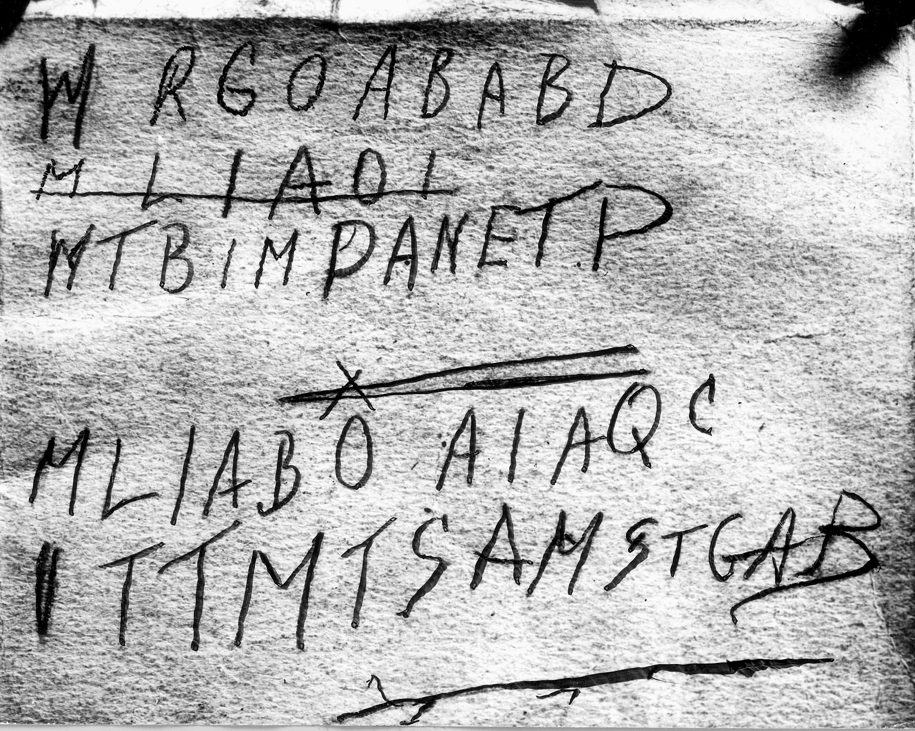 The five lines of letters pencilled in the back of the Rubaiyat
